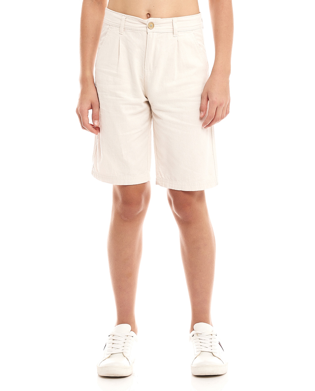 Solid Shorts with Button Closure
