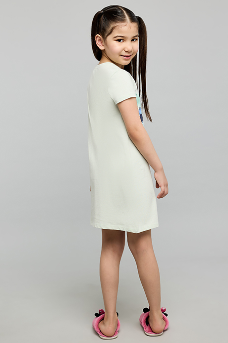Angel & Stitch Print Nightdress with Crew Neck and Short Sleeves