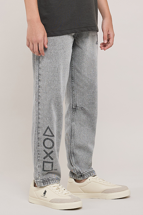 Printed Relaxed Fit Jeans With Button Closure