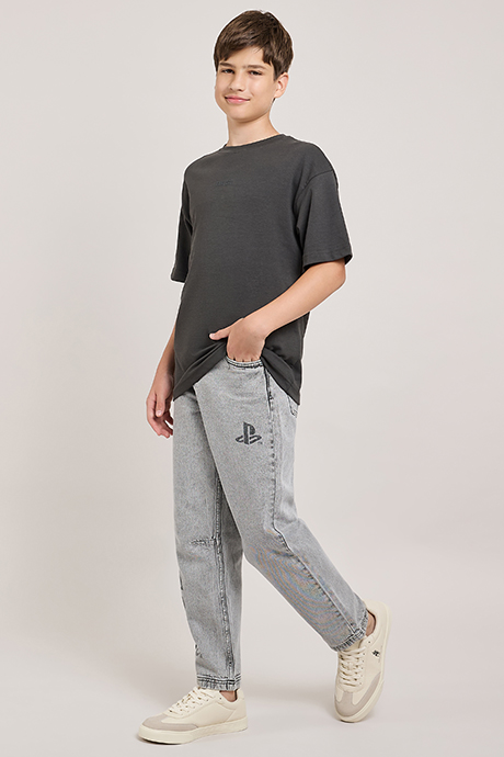 Printed Relaxed Fit Jeans With Button Closure