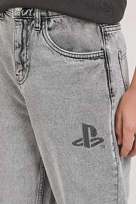 Printed Relaxed Fit Jeans With Button Closure