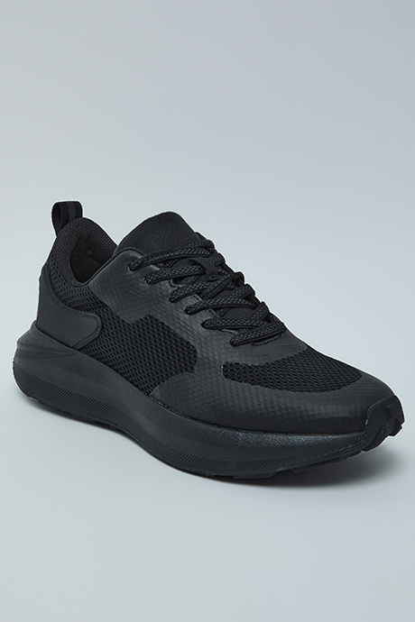 Mixed Texture Lace-Up Low Top Sneakers