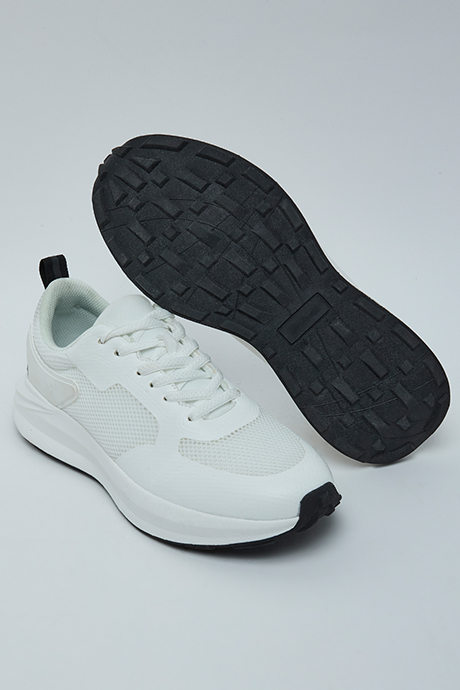Mixed Texture Lace-Up Low Top Sneakers