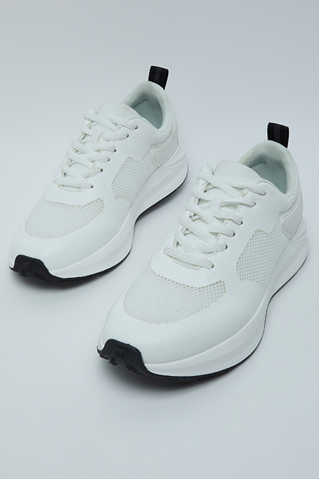 Mixed Texture Lace-Up Low Top Sneakers