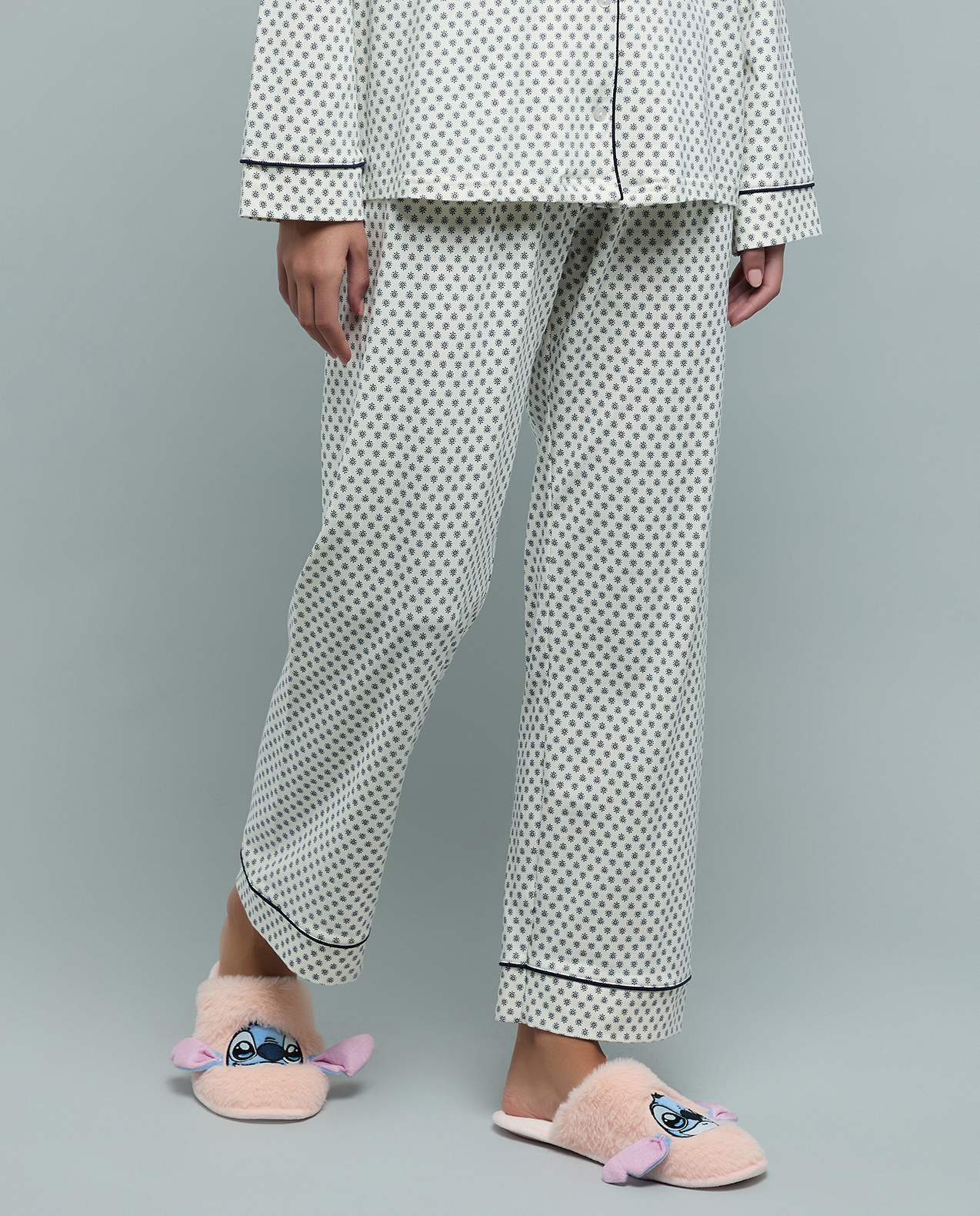 Stitch Appliqued Bedroom Slippers