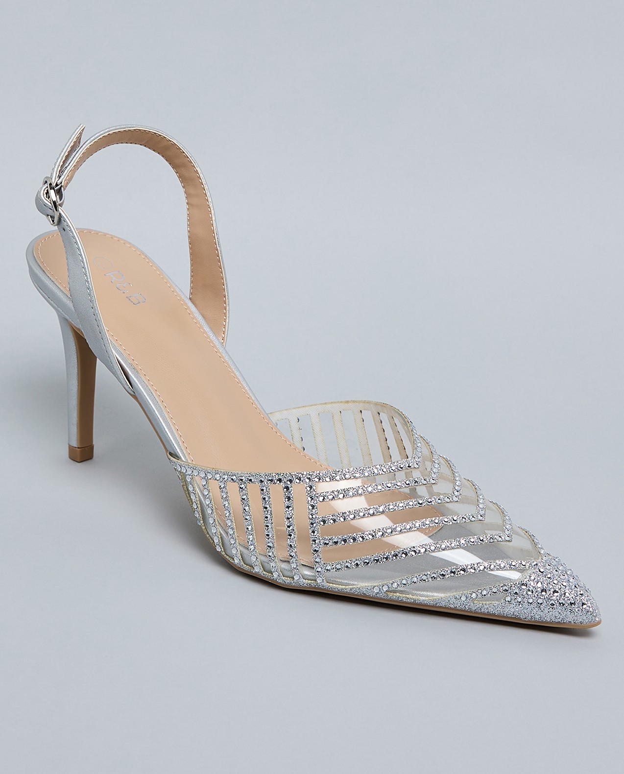 Embellished Pointed Toe Slingback Pumps