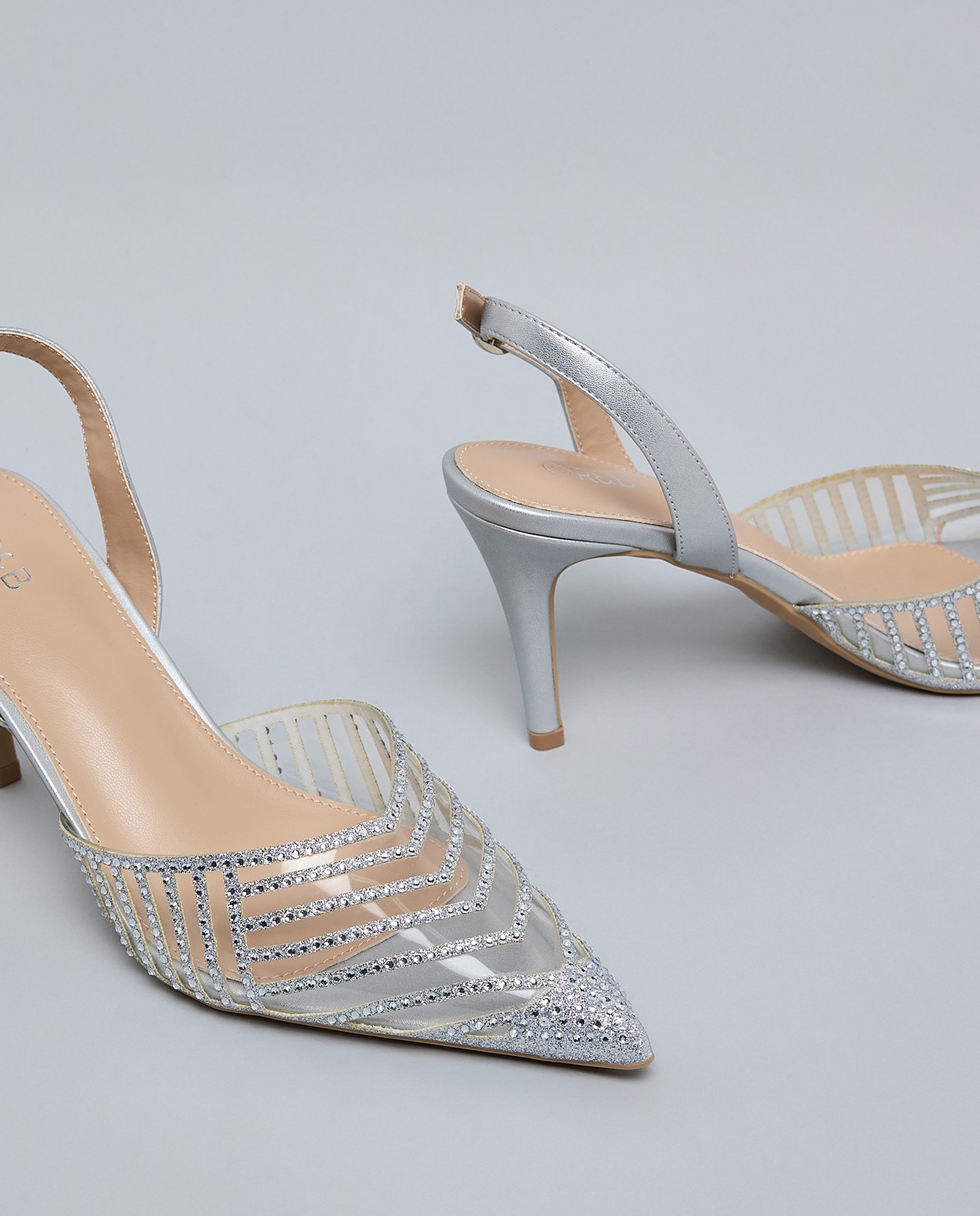 Embellished Pointed Toe Slingback Pumps