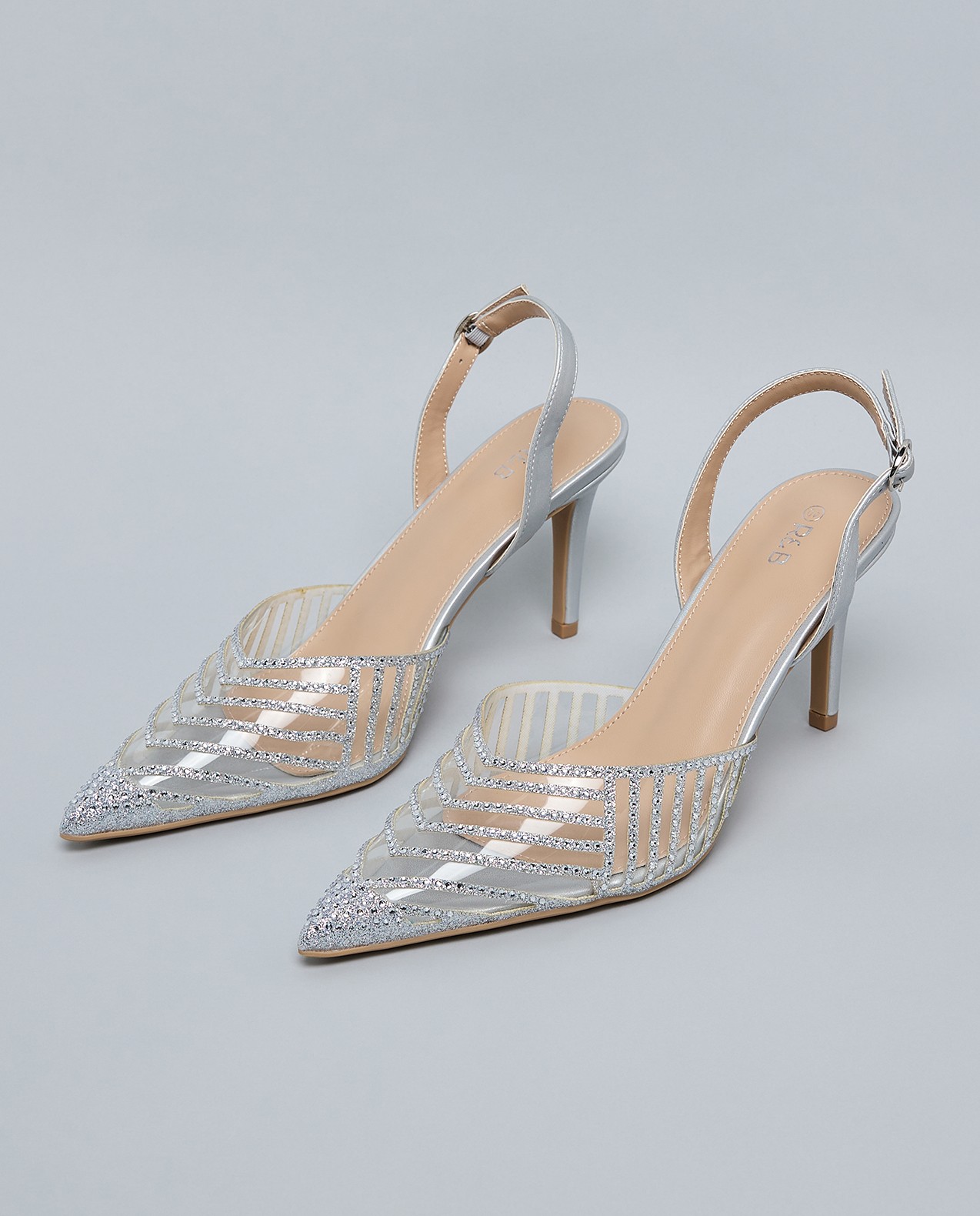 Embellished Pointed Toe Slingback Pumps