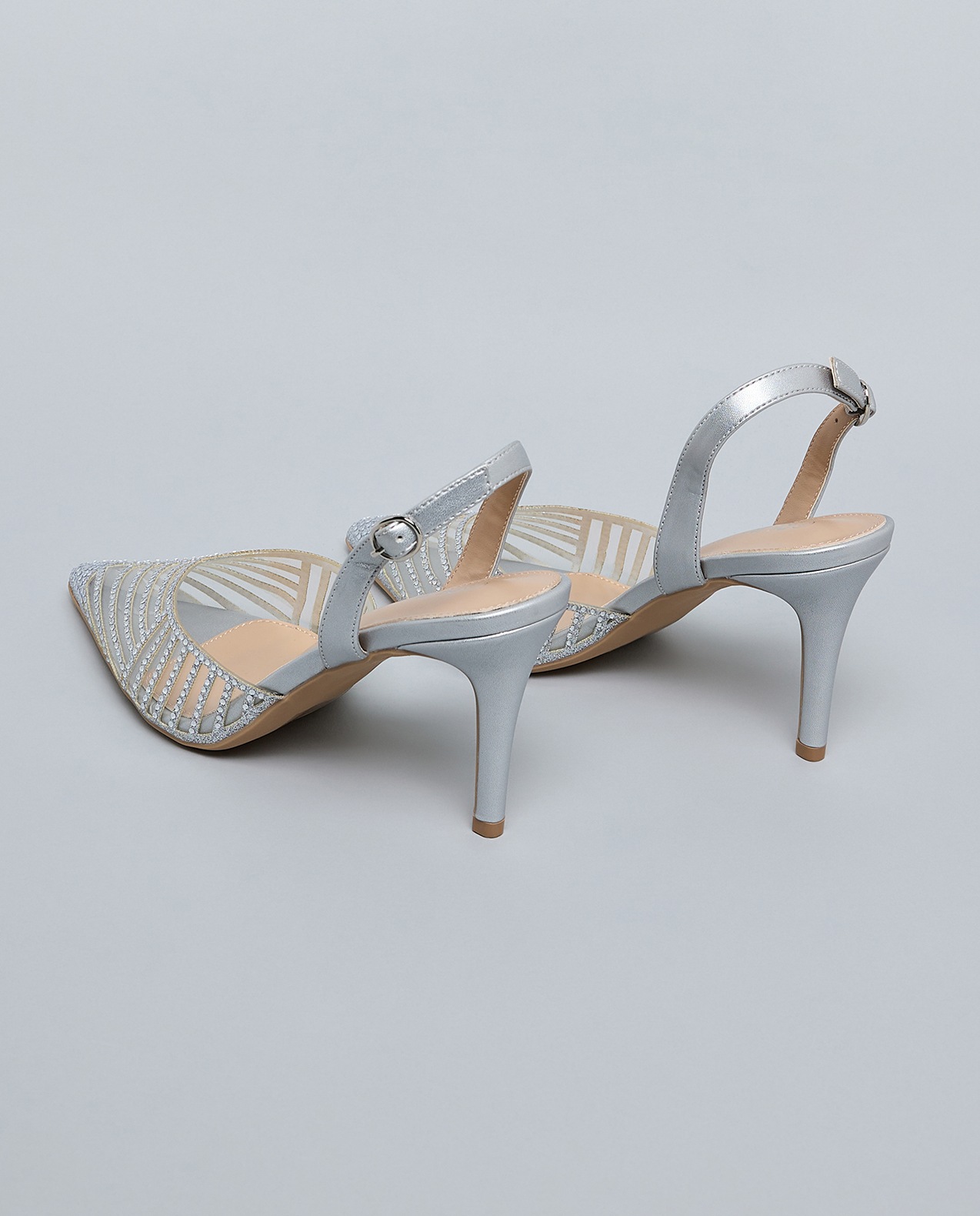 Embellished Pointed Toe Slingback Pumps