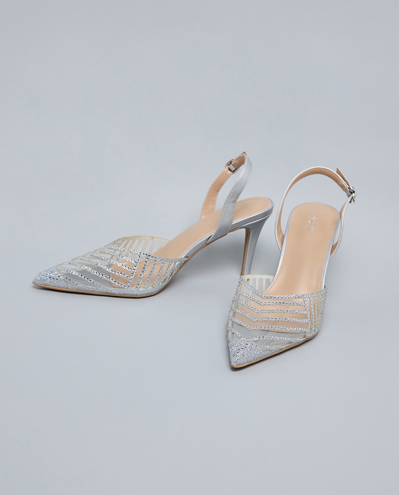 Embellished Pointed Toe Slingback Pumps