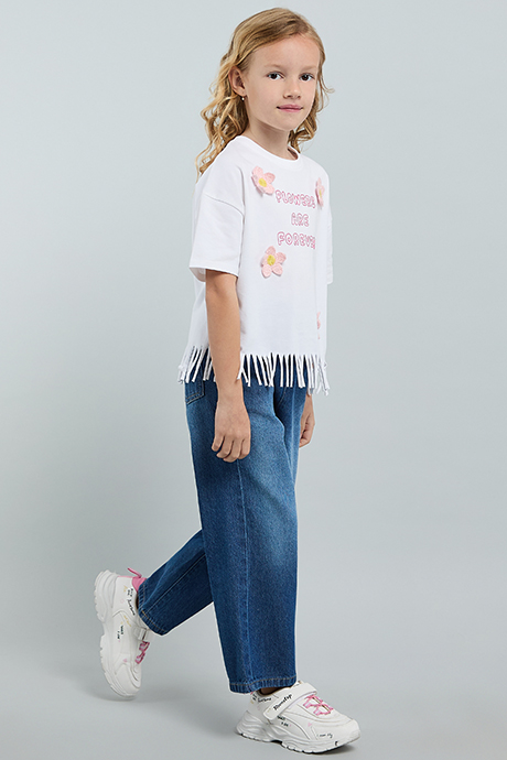 Washed Straight Fit Jeans with Button Closure