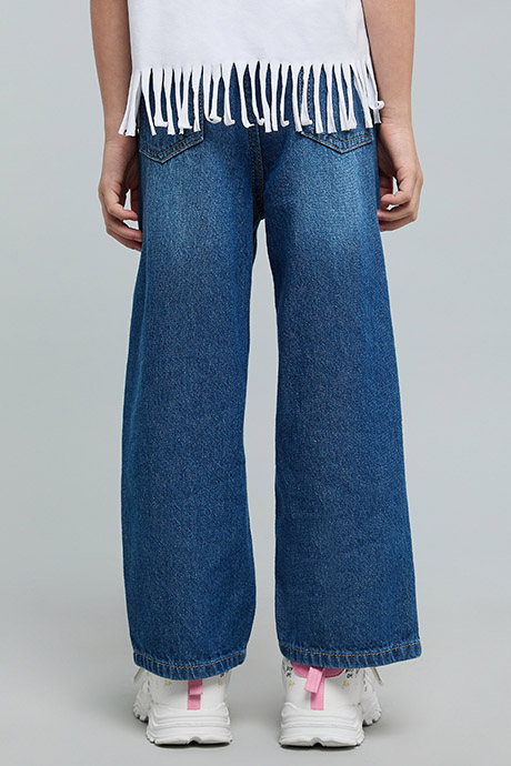 Washed Straight Fit Jeans with Button Closure