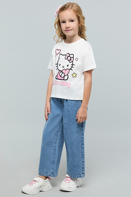 Washed Wide Leg Jeans with Drawstring Waist