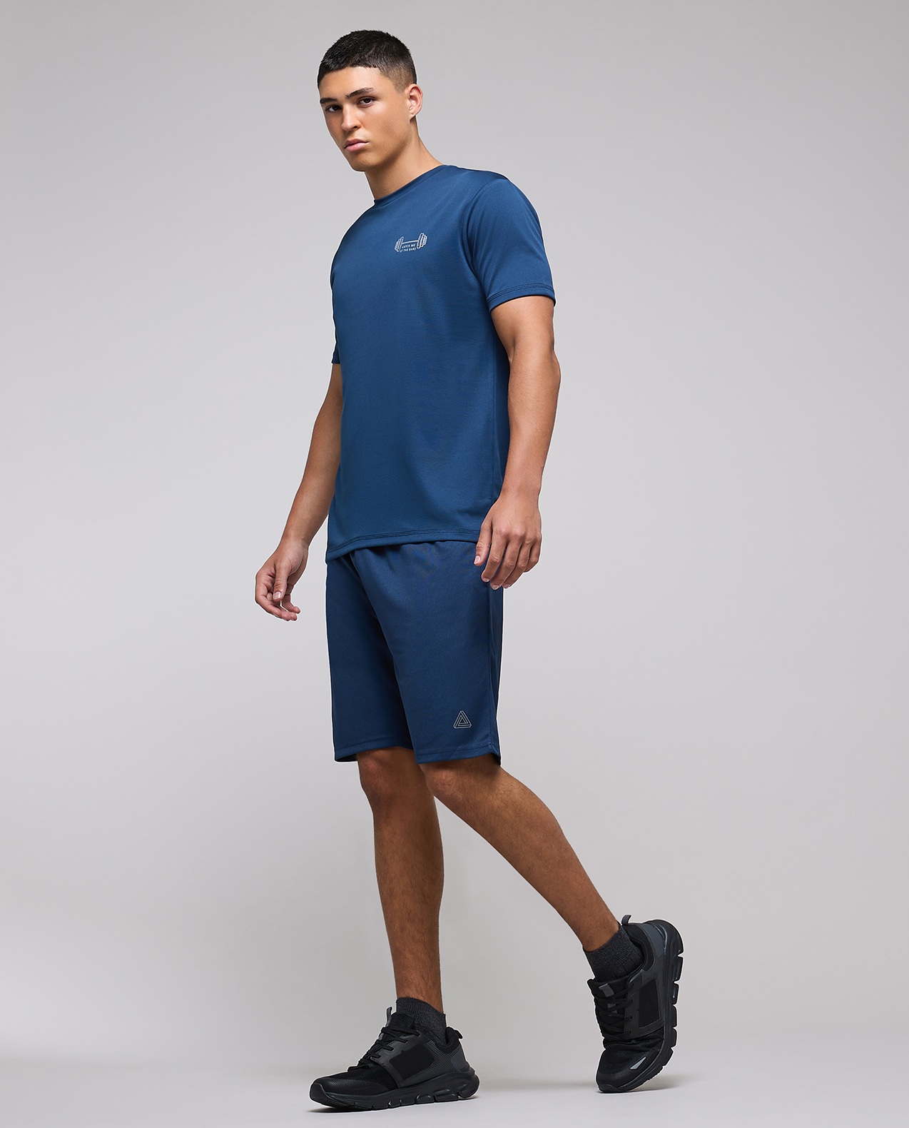 Typography Print Active T-Shirt with Crew Neck and Short Sleeves