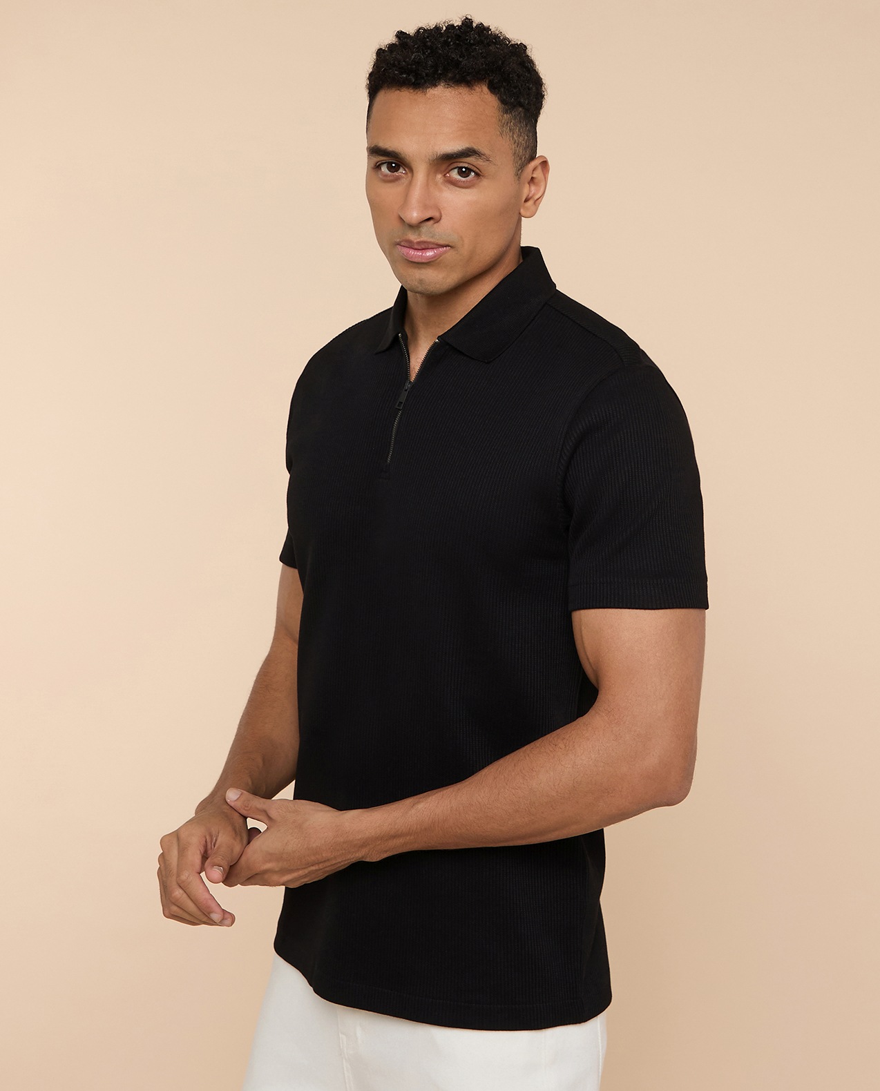 Solid Polo T-Shirt with Short Sleeves