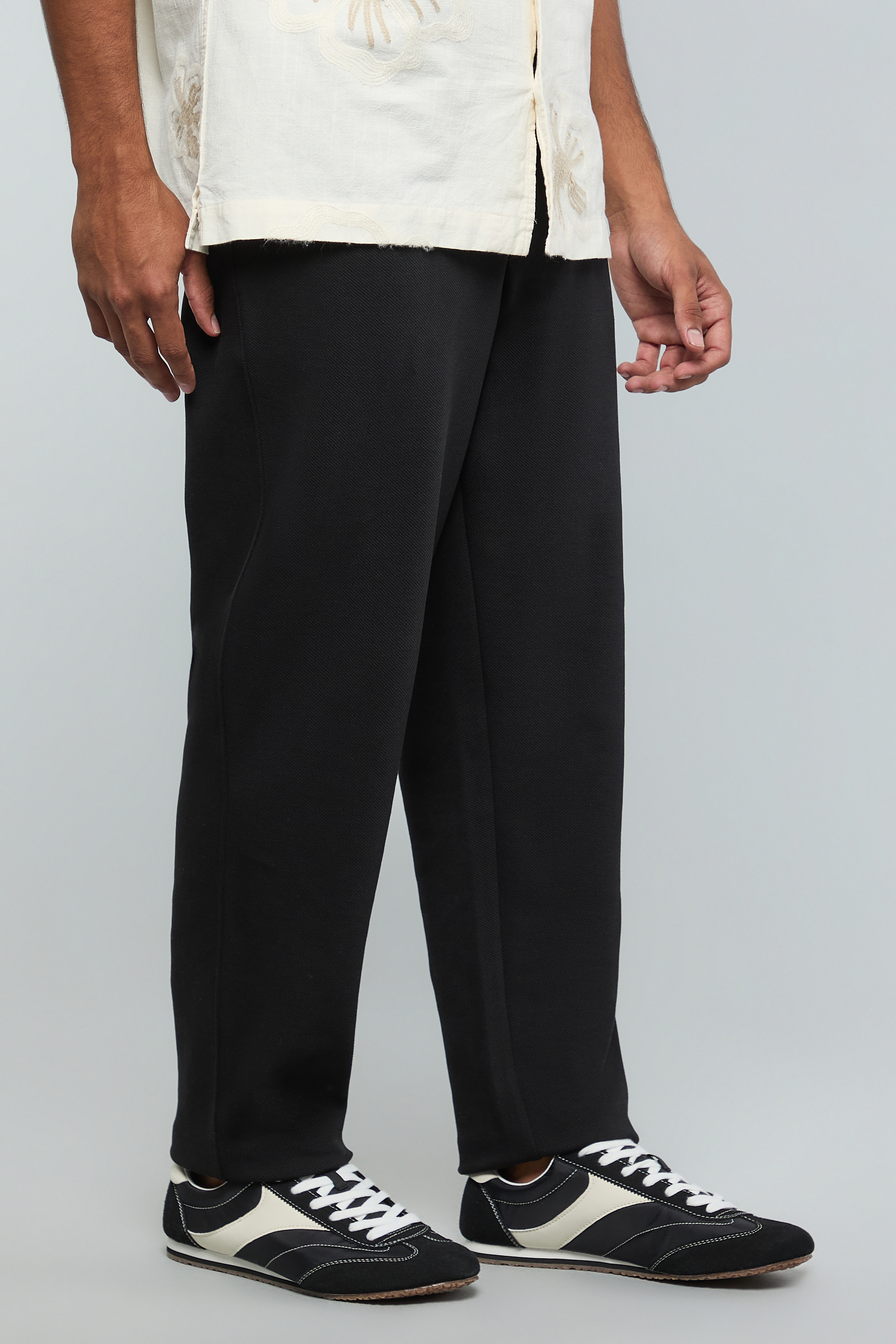 Solid Relaxed Fit Pants with Drawstring Waist