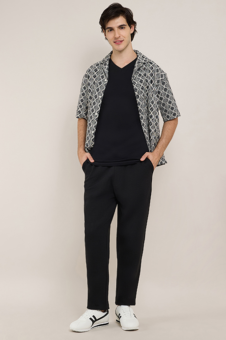 Solid Relaxed Fit Pants with Drawstring Waist