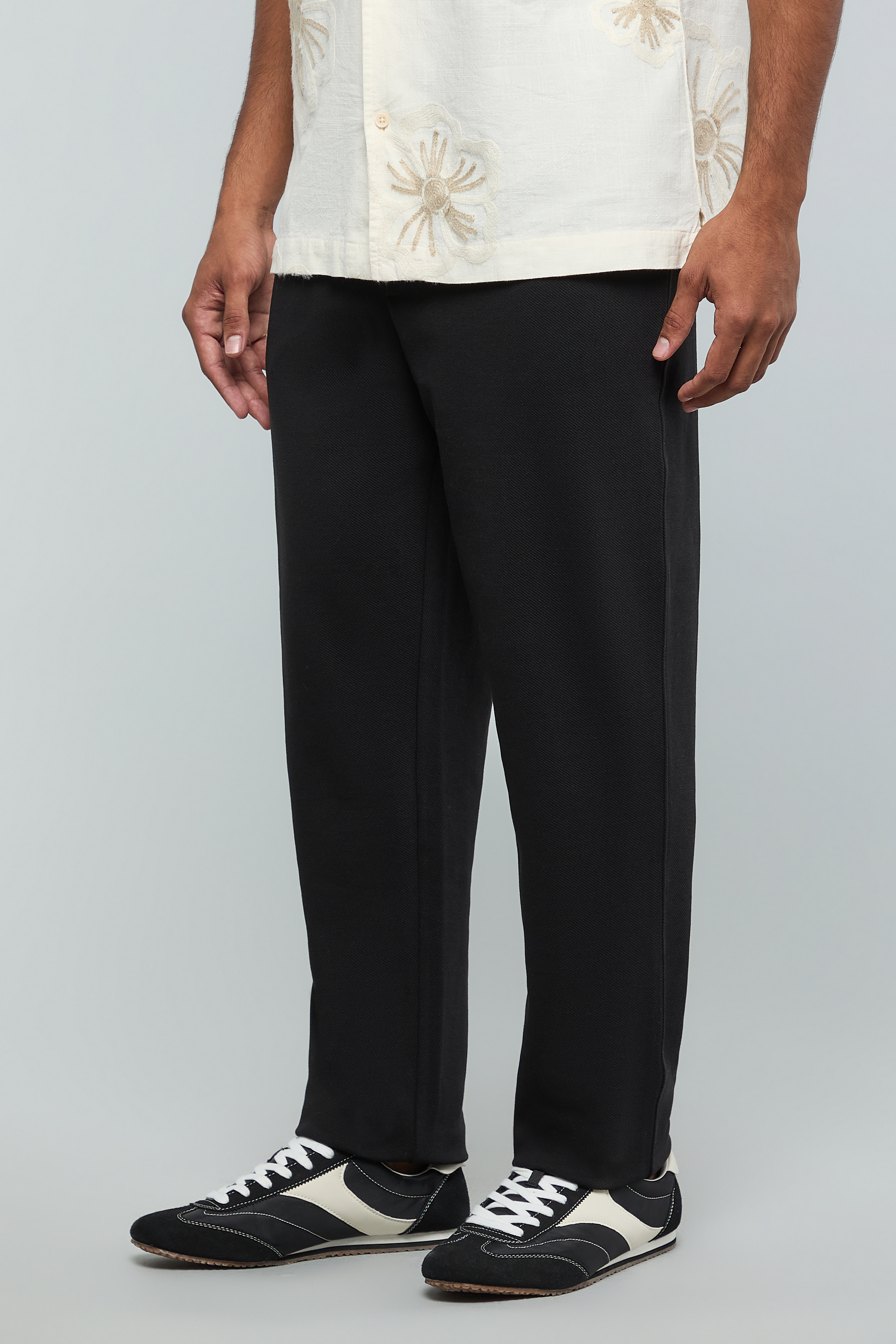 Solid Relaxed Fit Pants with Drawstring Waist