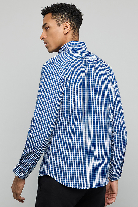Checked Shirt with Button-Down Collar and Long Sleeves