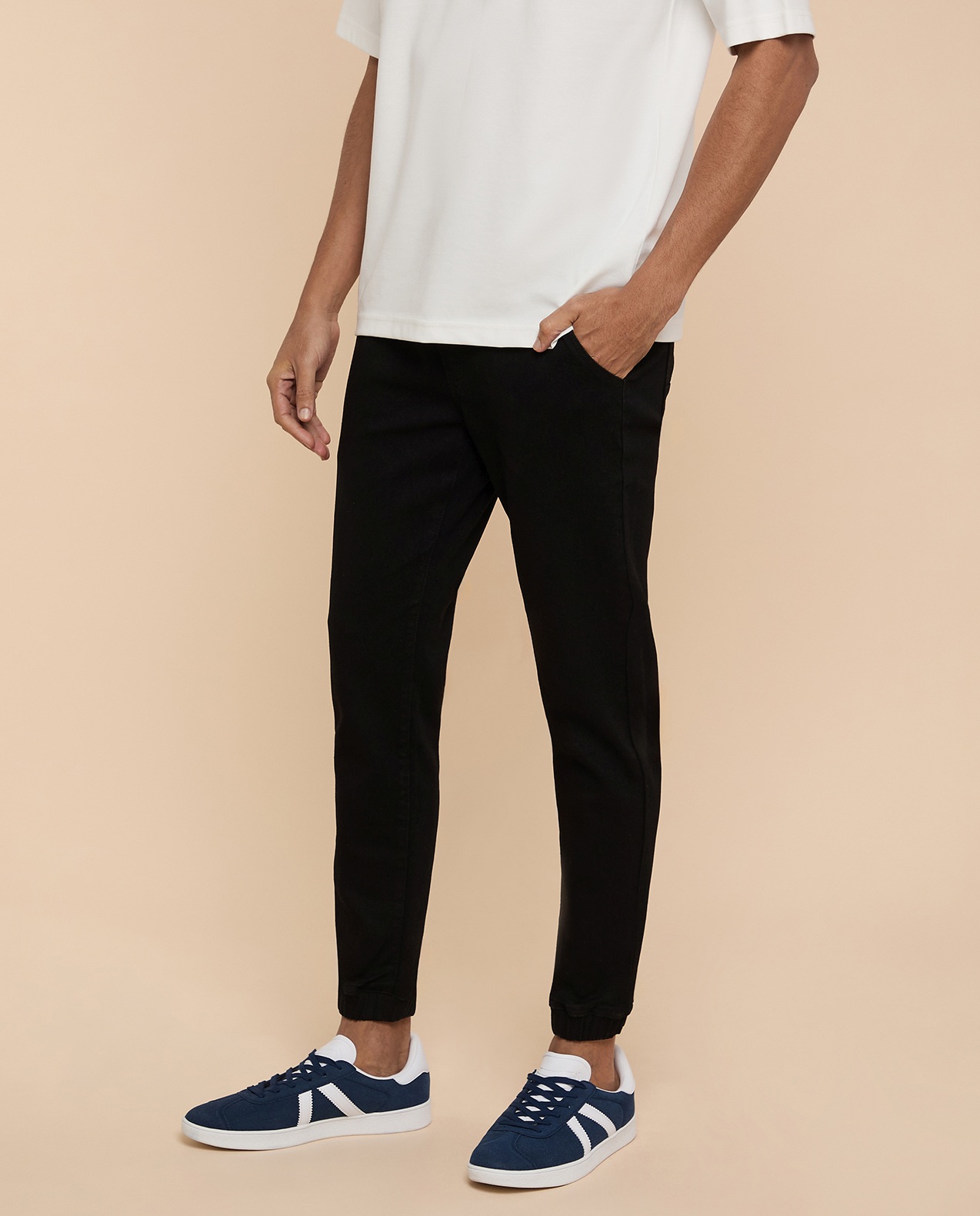 Washed Jogger Jeans with Drawstring Waist