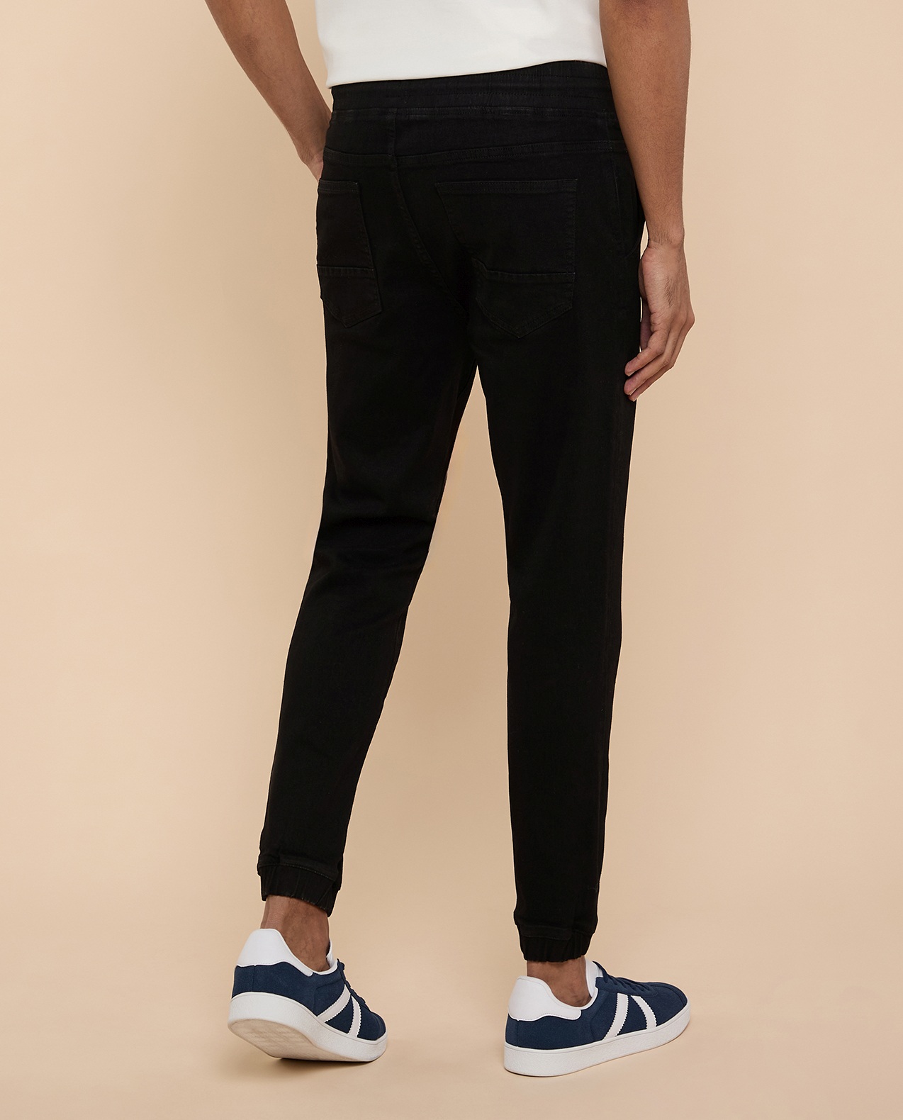 Washed Jogger Jeans with Drawstring Waist