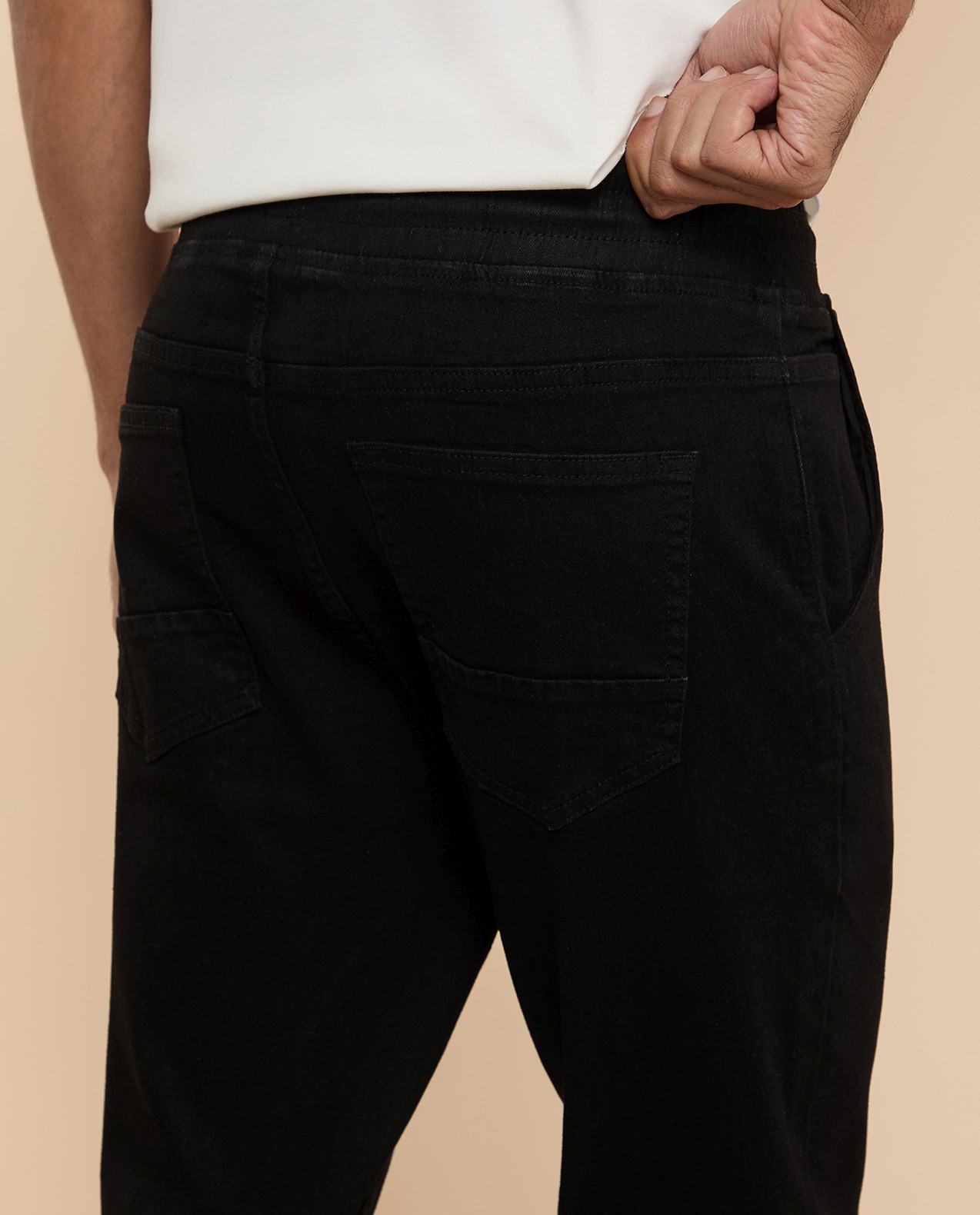 Washed Jogger Jeans with Drawstring Waist