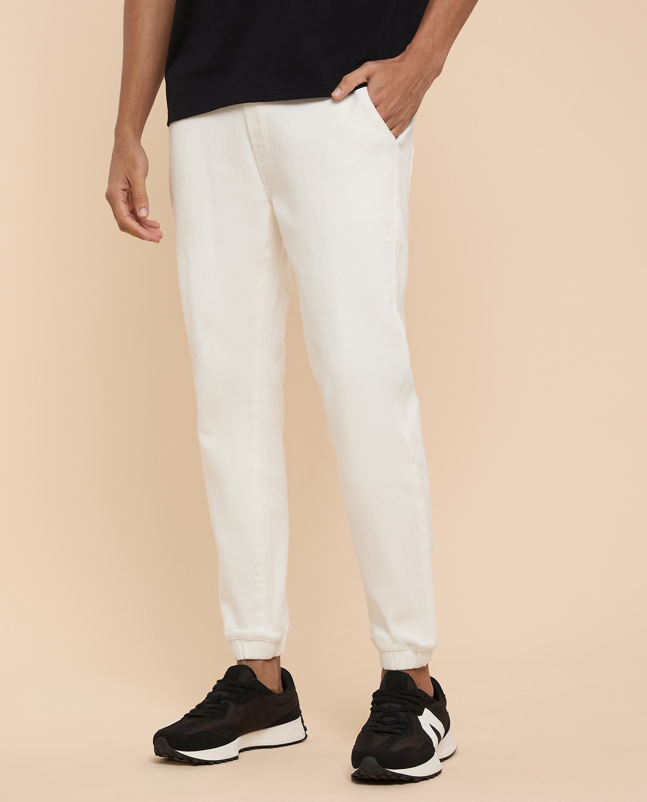 Washed Jogger Jeans with Drawstring Waist