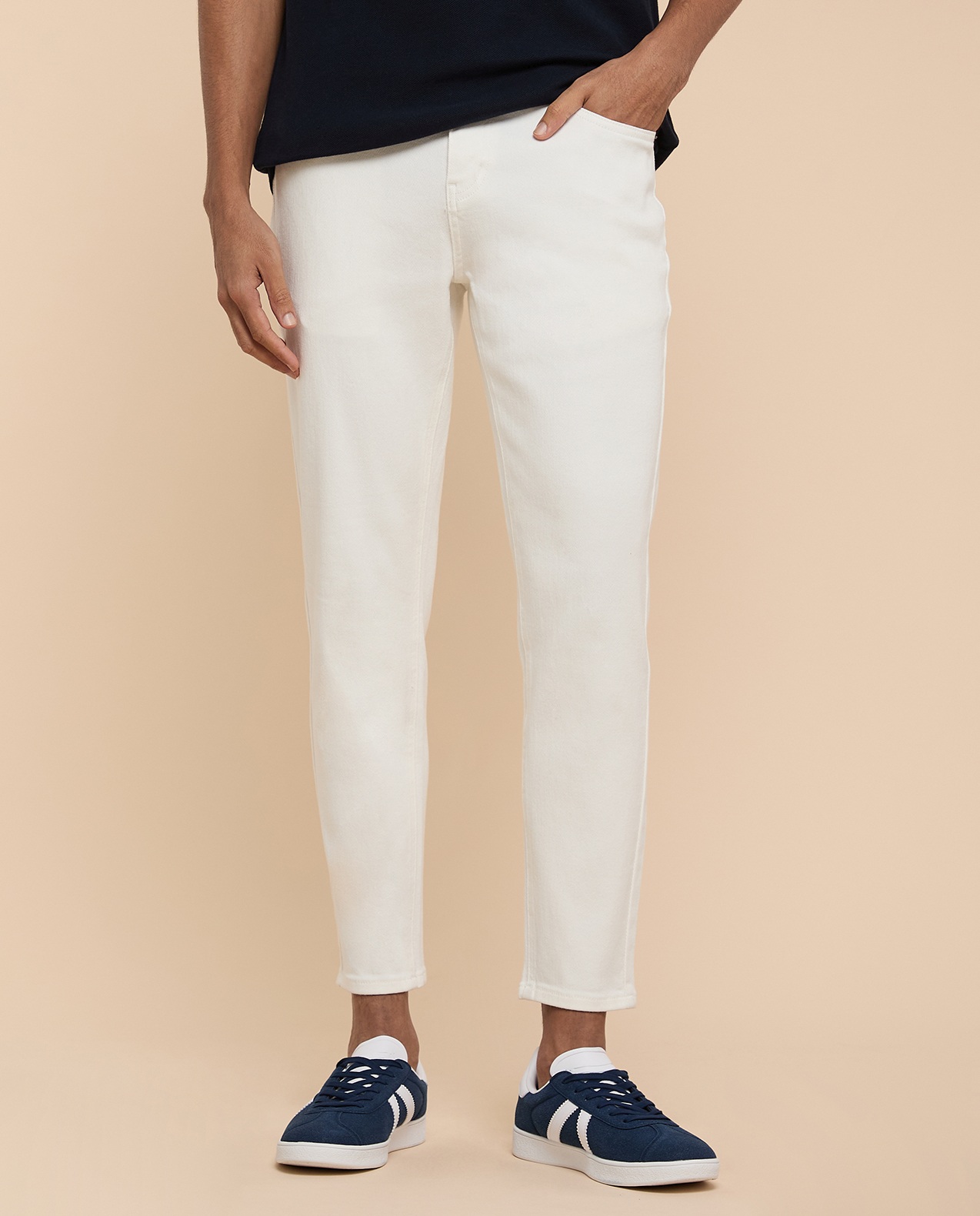 Faded Slim Fit Jeans with Button Closure