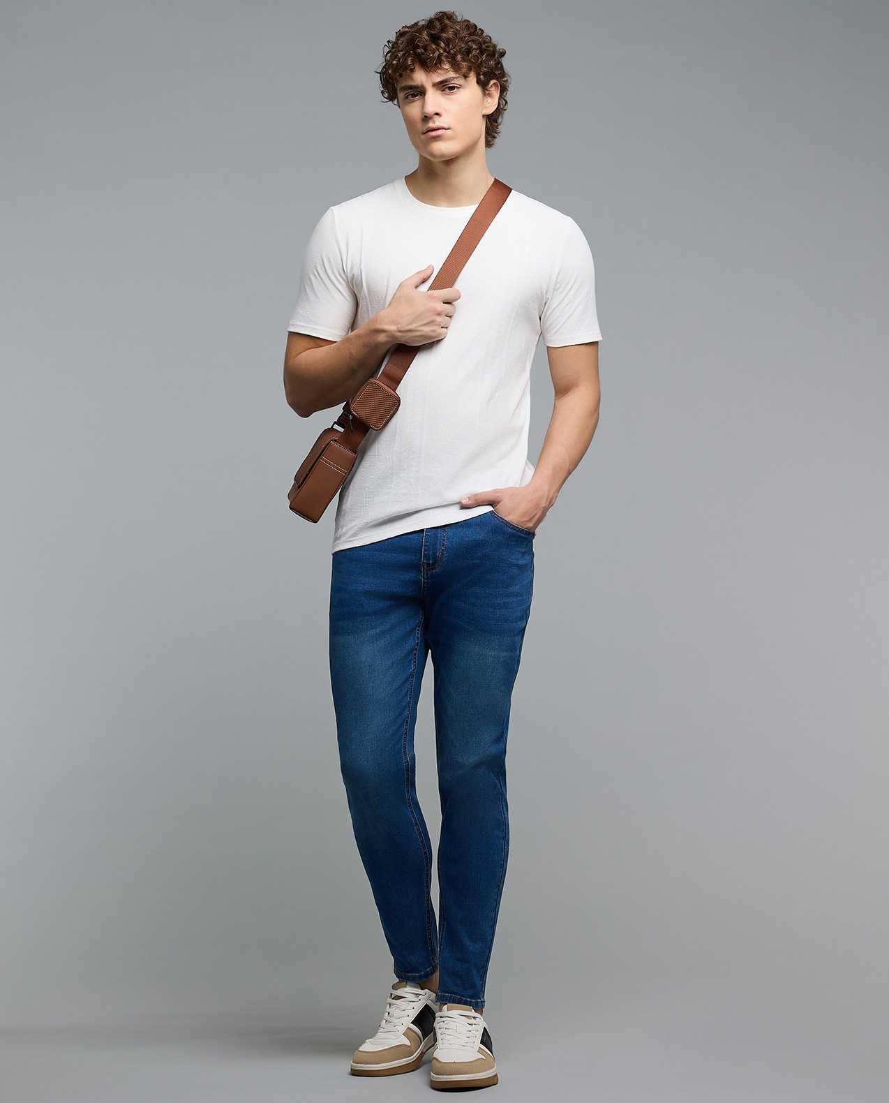 Faded Slim Fit Jeans with Button Closure