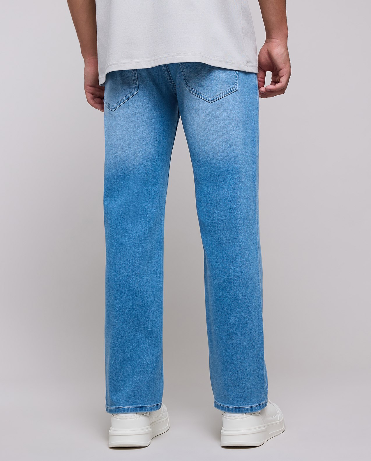 Faded Straight Fit Jeans with Button Closure