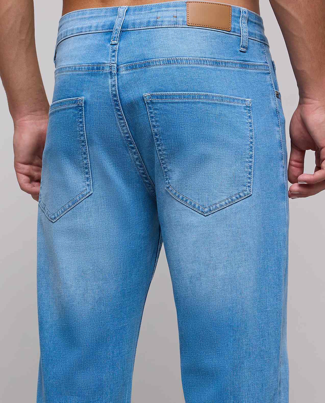Faded Straight Fit Jeans with Button Closure