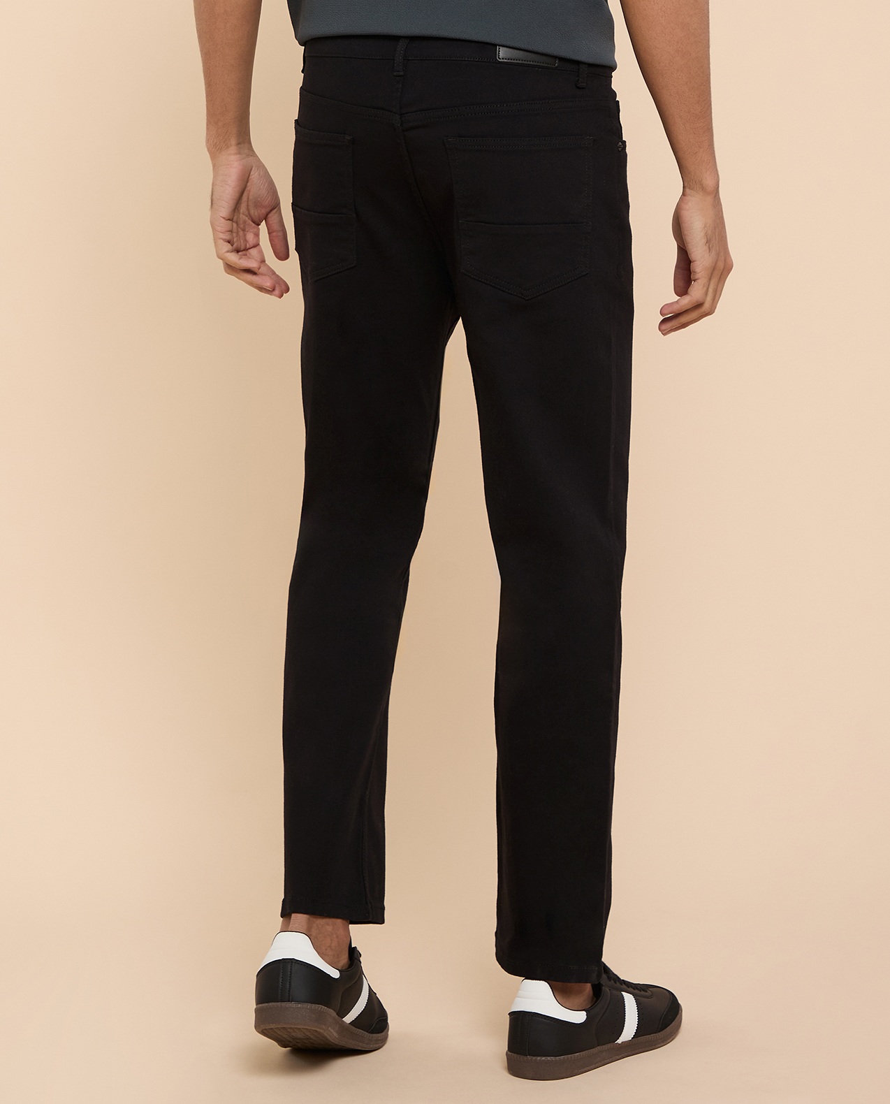 Solid Straight Fit Jeans with Button Closure