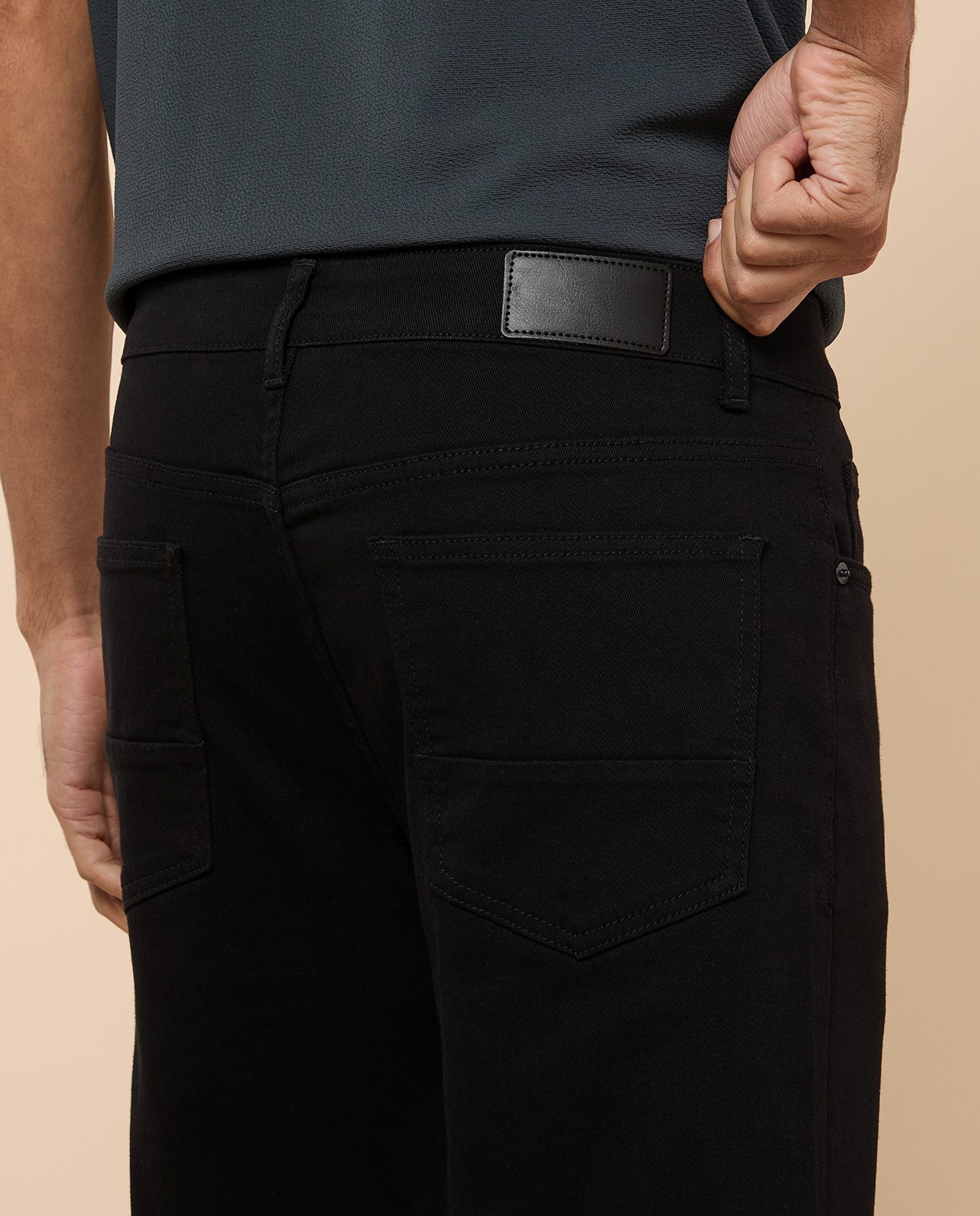 Solid Straight Fit Jeans with Button Closure