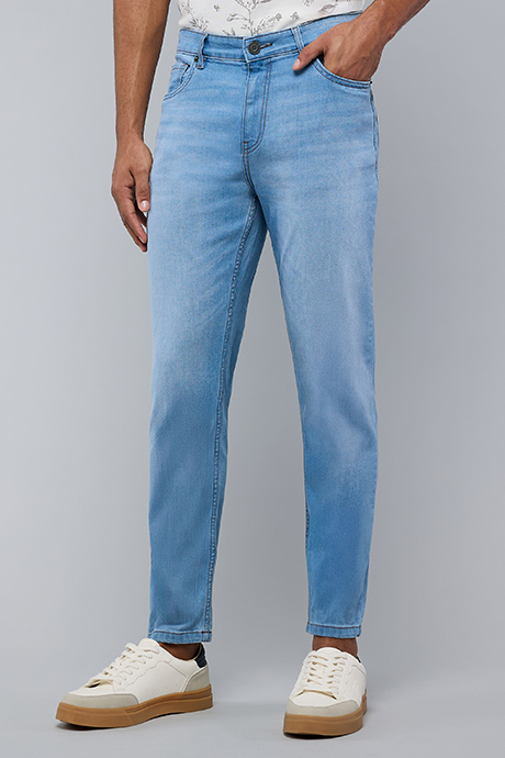 Faded Slim Fit Jeans with Button Closure