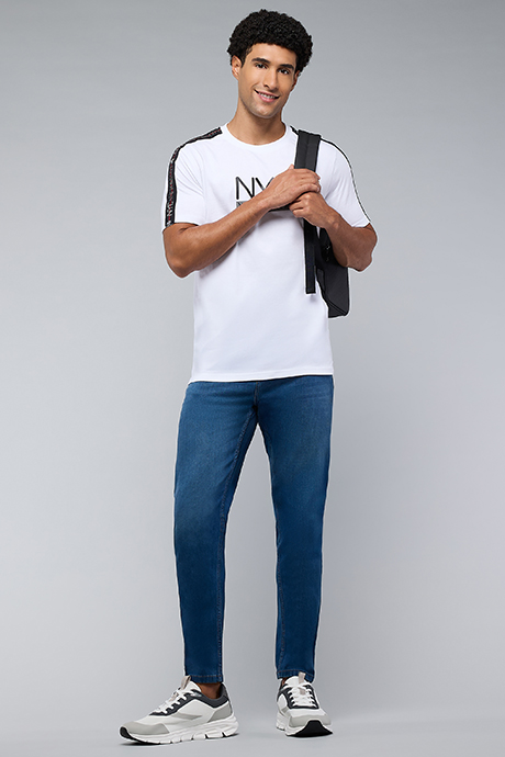 Faded Slim Fit Jeans with Button Closure