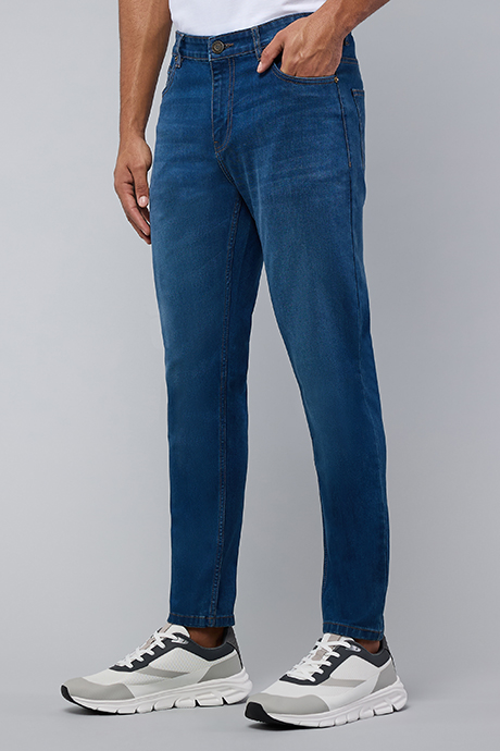 Faded Slim Fit Jeans with Button Closure