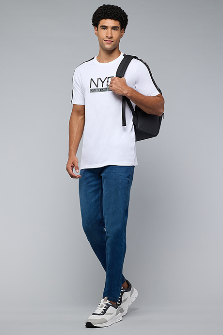 Faded Slim Fit Jeans with Button Closure
