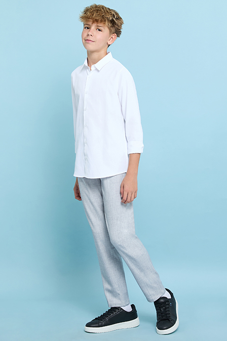 Solid Pants with Button Closure