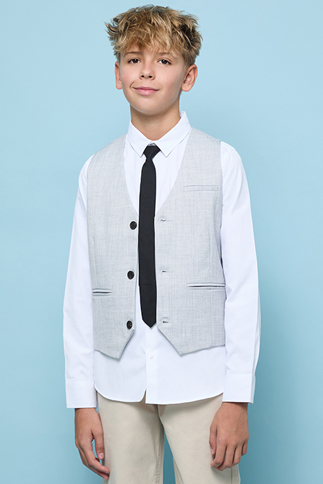 Solid Shirt with Waistcoat and Neck Tie