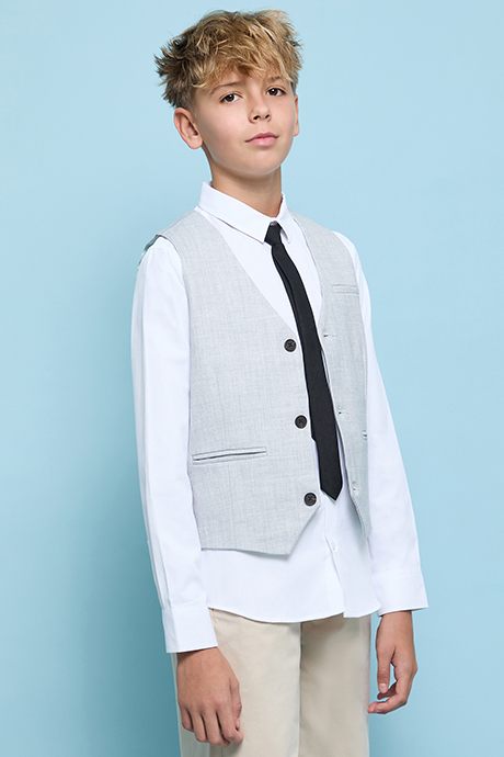 Solid Shirt with Waistcoat and Neck Tie