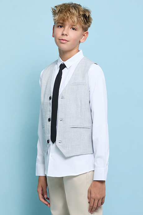 Solid Shirt with Waistcoat and Neck Tie