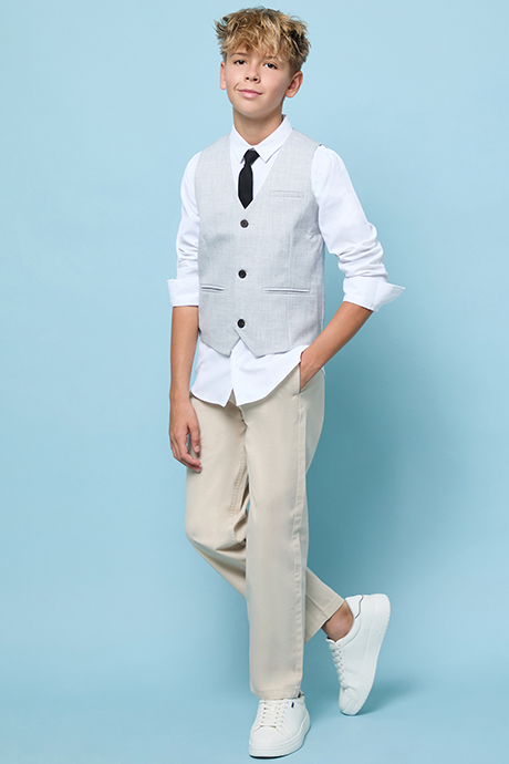Solid Shirt with Waistcoat and Neck Tie
