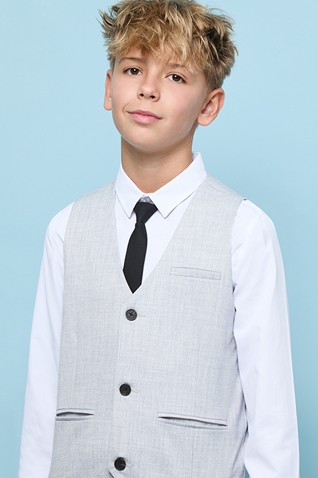 Solid Shirt with Waistcoat and Neck Tie