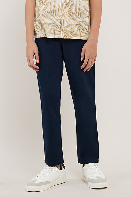 Solid Trousers with Button Closure