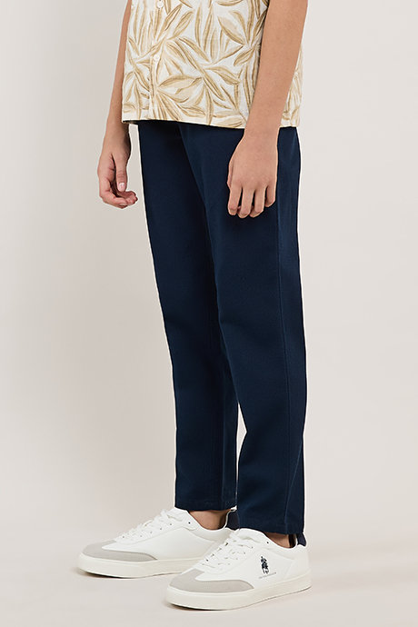 Solid Trousers with Button Closure