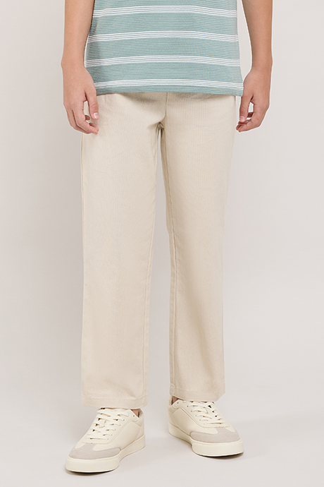 Solid Straight Fit Pants With Drawstring Waist