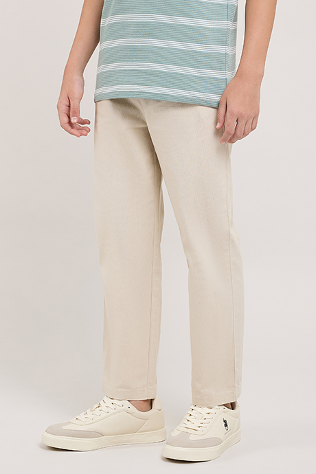 Solid Straight Fit Pants With Drawstring Waist
