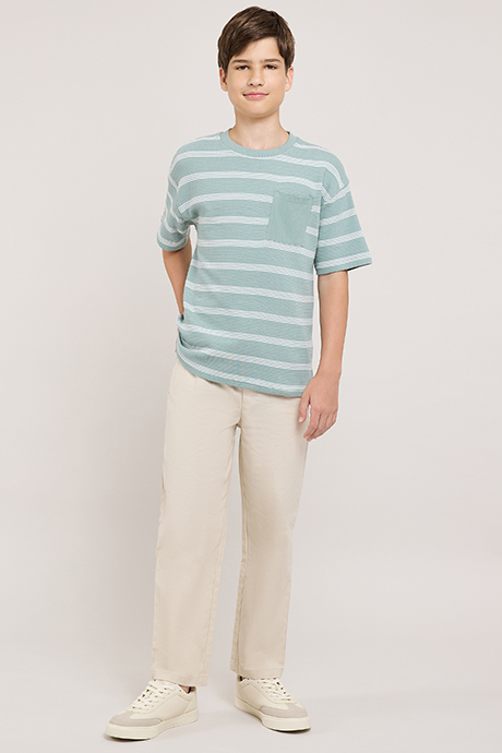 Solid Straight Fit Pants With Drawstring Waist