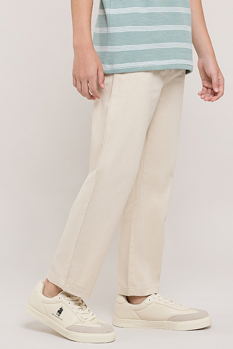 Solid Straight Fit Pants With Drawstring Waist
