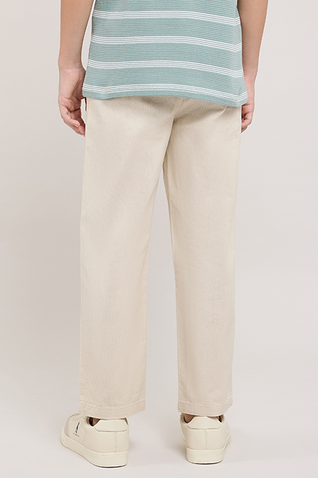 Solid Straight Fit Pants With Drawstring Waist